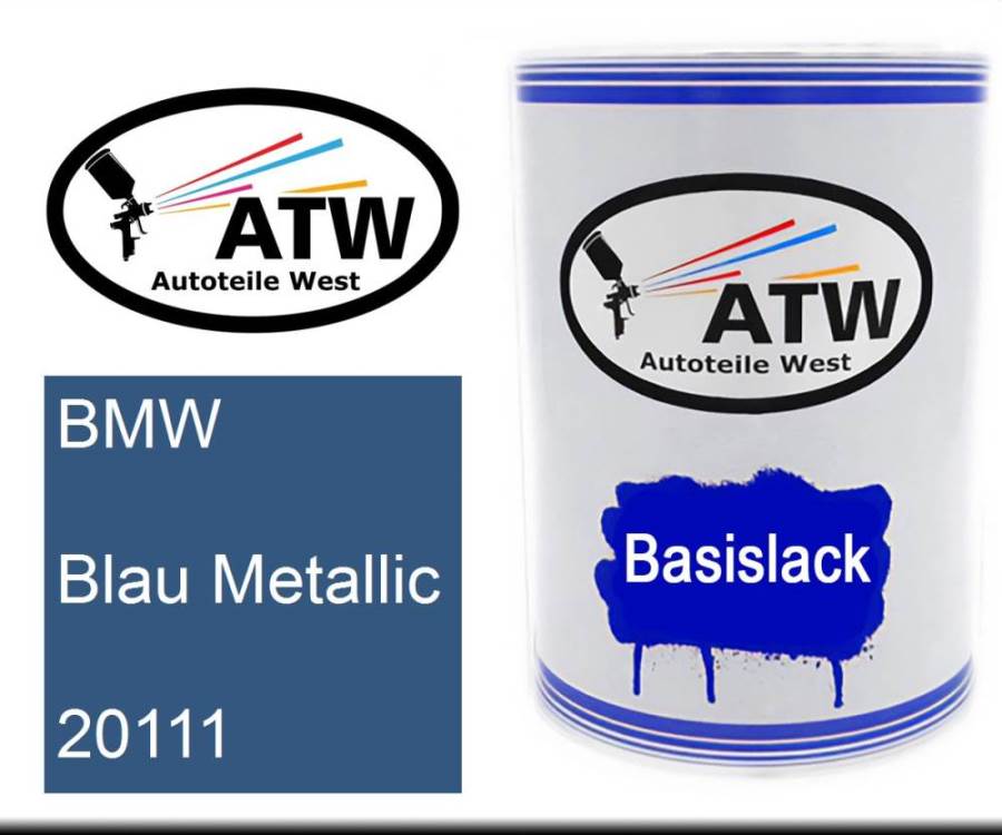 BMW, Blau Metallic, 20111: 500ml Lackdose, von ATW Autoteile West.